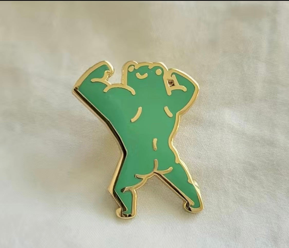 Cute frog enamel pin