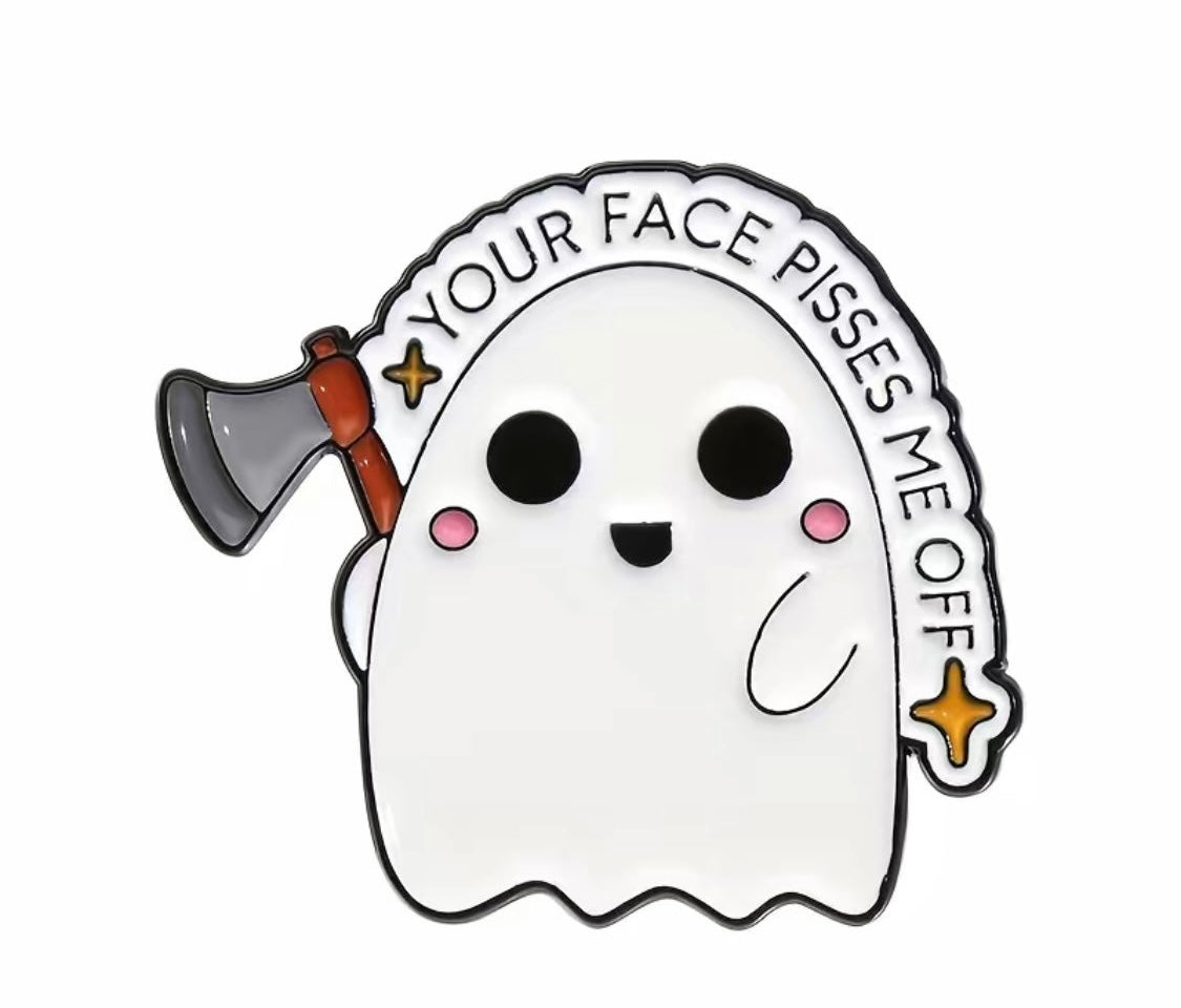 Funny ghost enamel pin