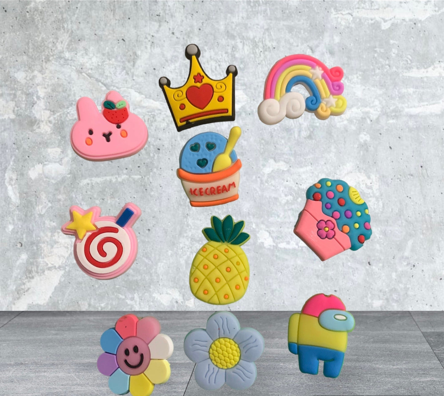 Cute cupcake rainbow charms for crocs